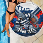 Personalised Geelong Cats ANZAC Beach Blanket Military Remembrance Australian Football Mascot Camouflage