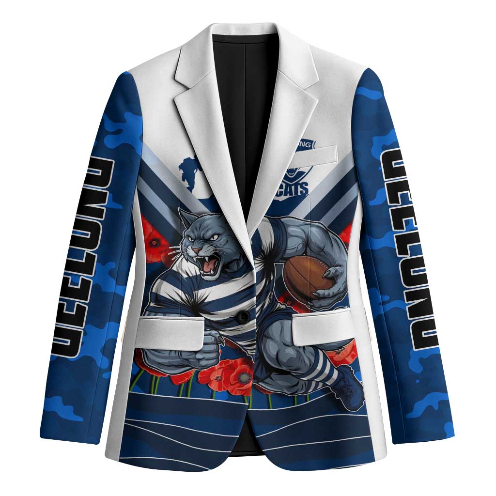 Personalised Geelong Cats ANZAC Blazer Military Remembrance Australian Football Mascot Camouflage