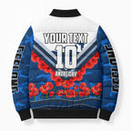 Personalised Geelong Cats ANZAC Bomber Puffer Jacket Military Remembrance Australian Football Mascot Camouflage