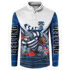 Personalised Geelong Cats ANZAC Button Sweatshirt Military Remembrance Australian Football Mascot Camouflage