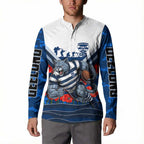 Personalised Geelong Cats ANZAC Button Sweatshirt Military Remembrance Australian Football Mascot Camouflage