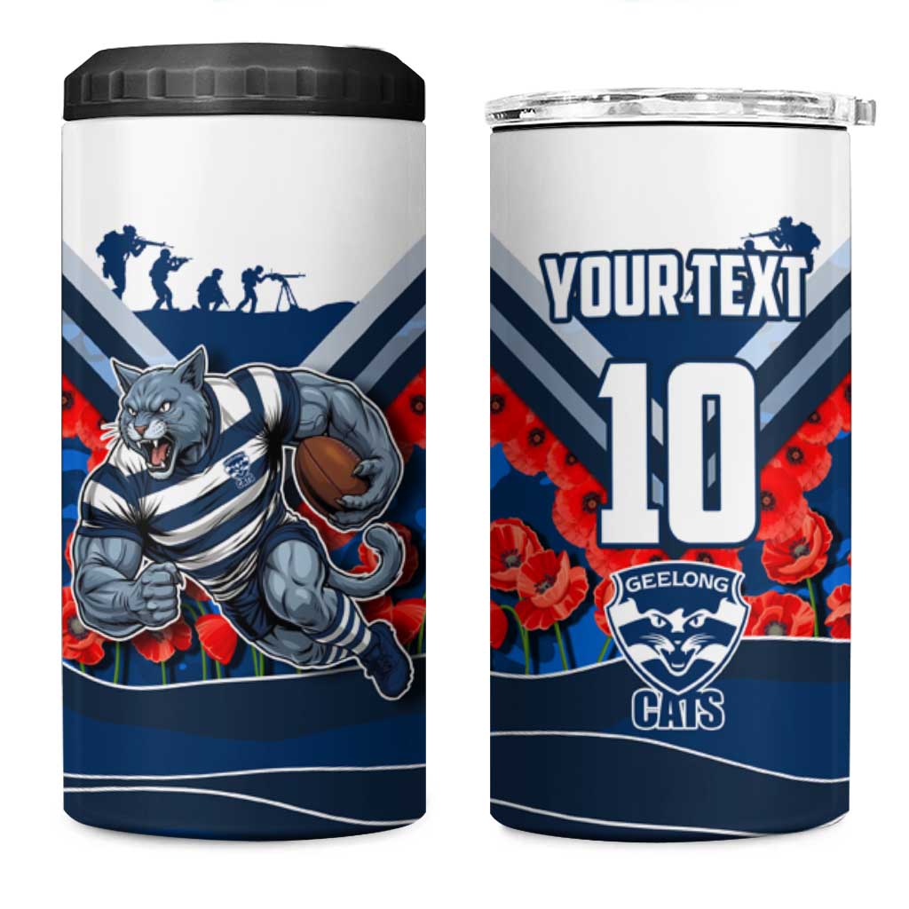 Personalised Geelong Cats ANZAC 4 in 1 Can Cooler Tumbler Military Remembrance Australian Football Mascot Camouflage