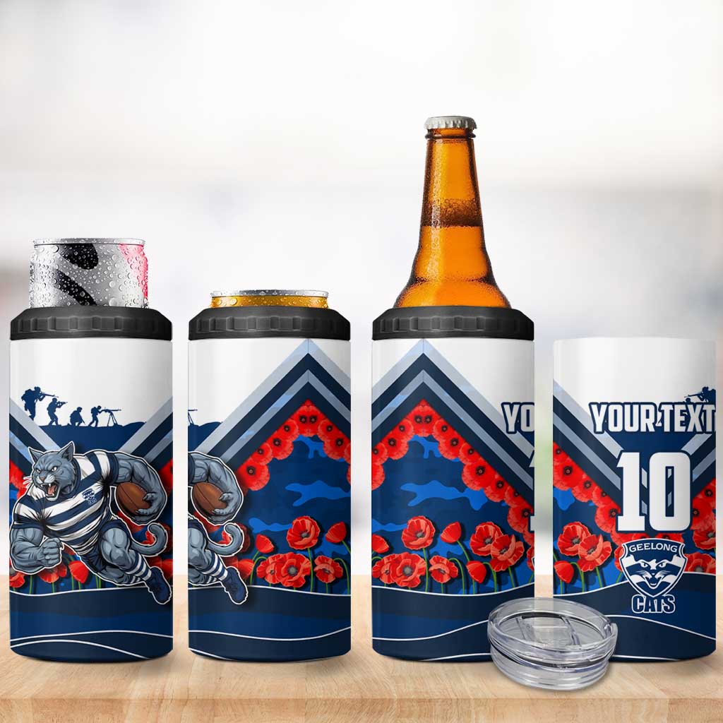Personalised Geelong Cats ANZAC 4 in 1 Can Cooler Tumbler Military Remembrance Australian Football Mascot Camouflage