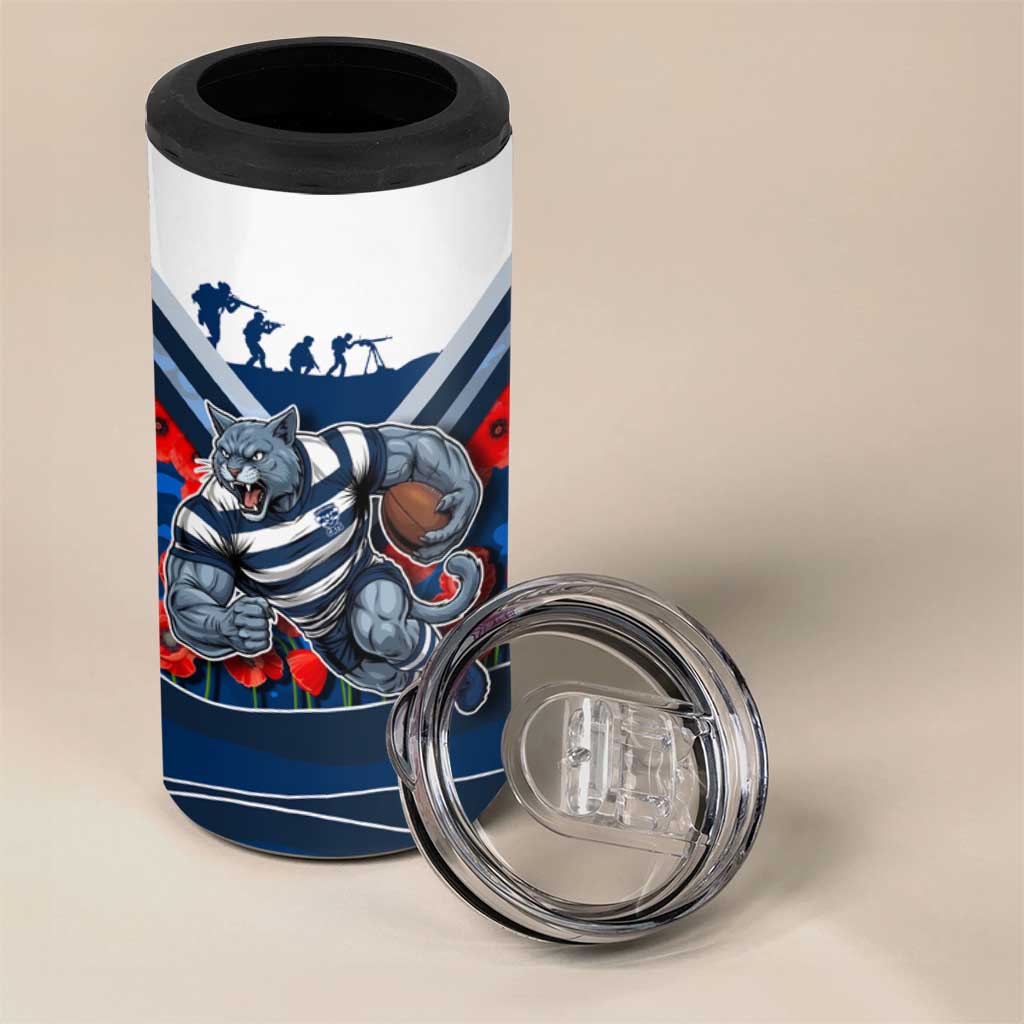 Personalised Geelong Cats ANZAC 4 in 1 Can Cooler Tumbler Military Remembrance Australian Football Mascot Camouflage