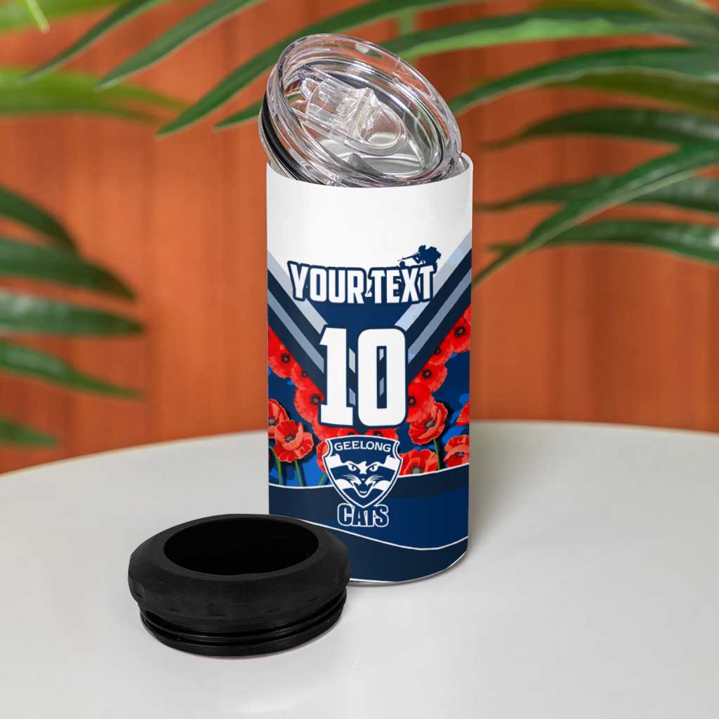 Personalised Geelong Cats ANZAC 4 in 1 Can Cooler Tumbler Military Remembrance Australian Football Mascot Camouflage