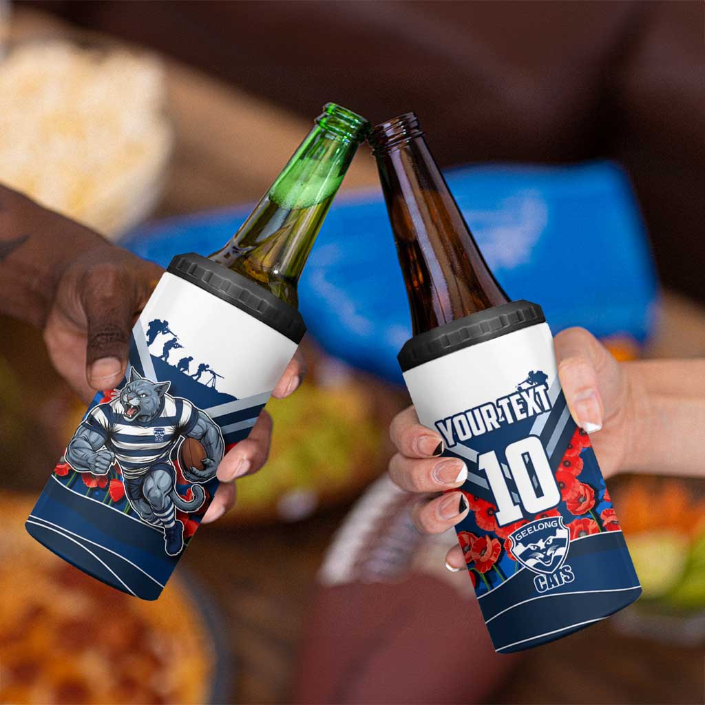 Personalised Geelong Cats ANZAC 4 in 1 Can Cooler Tumbler Military Remembrance Australian Football Mascot Camouflage