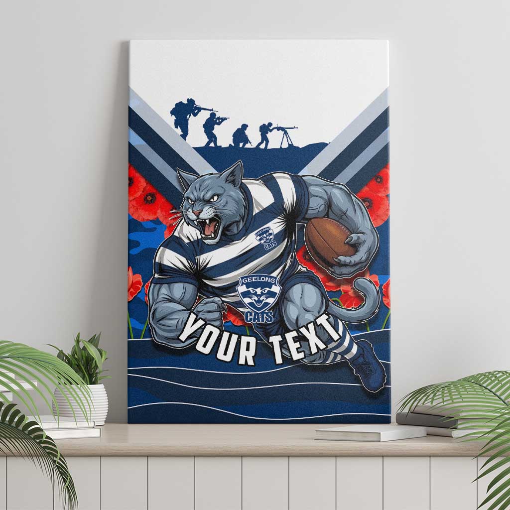 Personalised Geelong Cats ANZAC Canvas Wall Art Military Remembrance Australian Football Mascot Camouflage