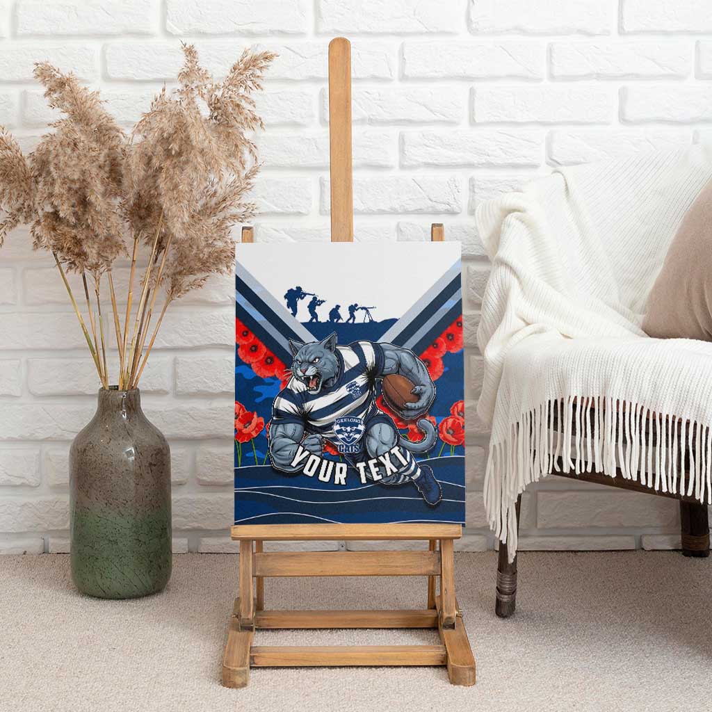 Personalised Geelong Cats ANZAC Canvas Wall Art Military Remembrance Australian Football Mascot Camouflage