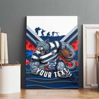 Personalised Geelong Cats ANZAC Canvas Wall Art Military Remembrance Australian Football Mascot Camouflage