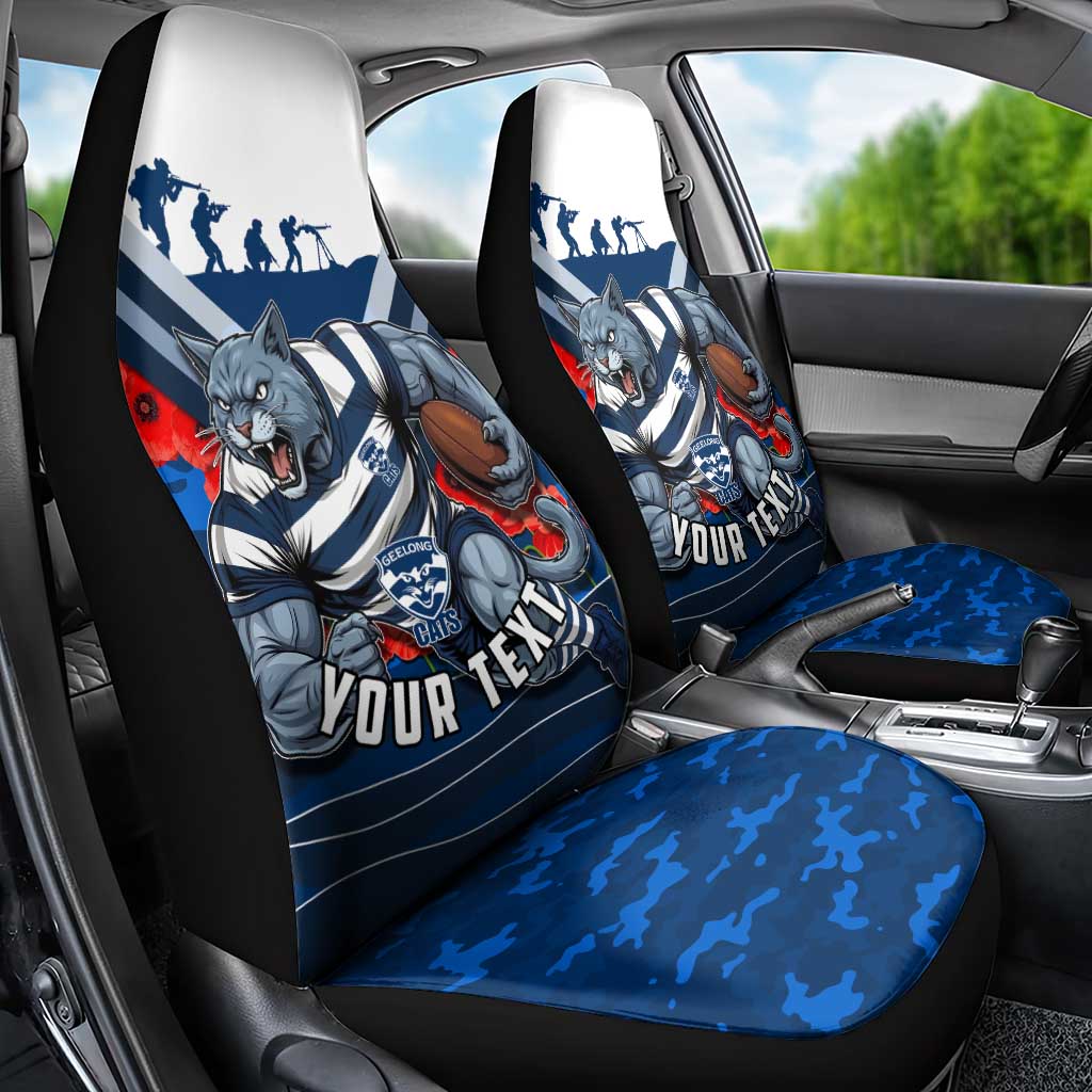 Personalised Geelong Cats ANZAC Car Seat Cover Military Remembrance Australian Football Mascot Camouflage