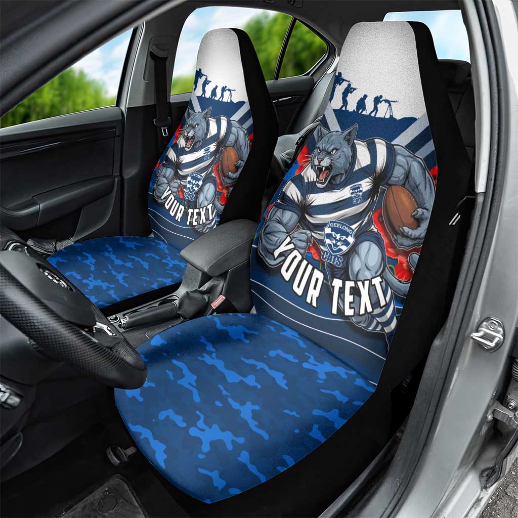 Personalised Geelong Cats ANZAC Car Seat Cover Military Remembrance Australian Football Mascot Camouflage
