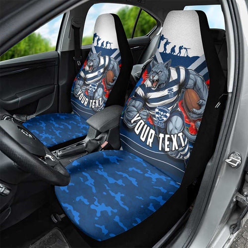 Personalised Geelong Cats ANZAC Car Seat Cover Military Remembrance Australian Football Mascot Camouflage