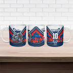 Personalised Geelong Cats ANZAC Ceramic Mug Military Remembrance Australian Football Mascot Camouflage