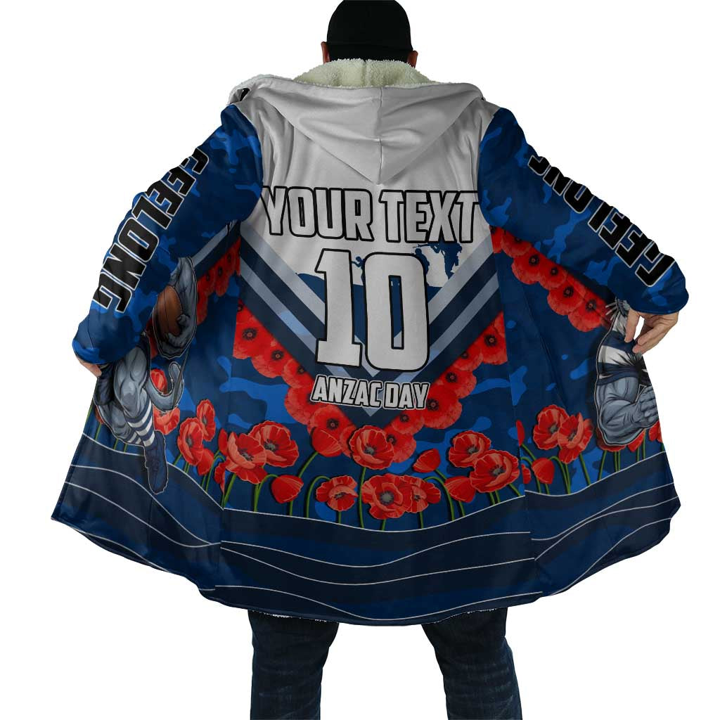 Personalised Geelong Cats ANZAC Cloak Military Remembrance Australian Football Mascot Camouflage