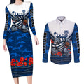 Personalised Geelong Cats ANZAC Couples Matching Long Sleeve Bodycon Dress and Long Sleeve Button Shirt Military Remembrance Australian Football Mascot Camouflage