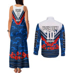 Personalised Geelong Cats ANZAC Couples Matching Tank Maxi Dress and Long Sleeve Button Shirt Military Remembrance Australian Football Mascot Camouflage
