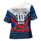 Personalised Geelong Cats ANZAC Cross Shoulder Shirt Military Remembrance Australian Football Mascot Camouflage