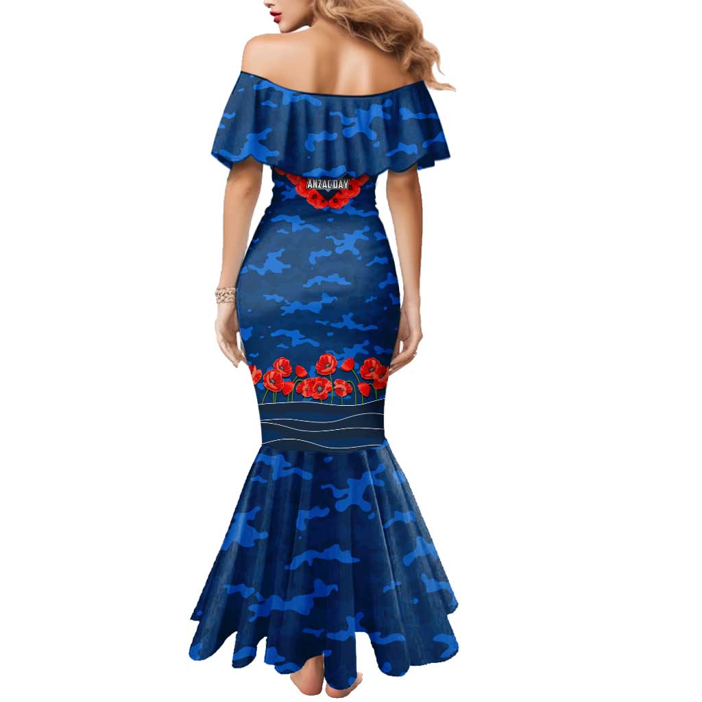 Personalised Geelong Cats ANZAC Family Matching Mermaid Dress and Hawaiian Shirt Military Remembrance Australian Football Mascot Camouflage