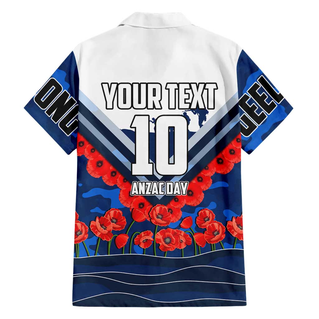 Personalised Geelong Cats ANZAC Family Matching Short Sleeve Bodycon Dress and Hawaiian Shirt Military Remembrance Australian Football Mascot Camouflage