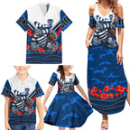 Personalised Geelong Cats ANZAC Family Matching Summer Maxi Dress and Hawaiian Shirt Military Remembrance Australian Football Mascot Camouflage