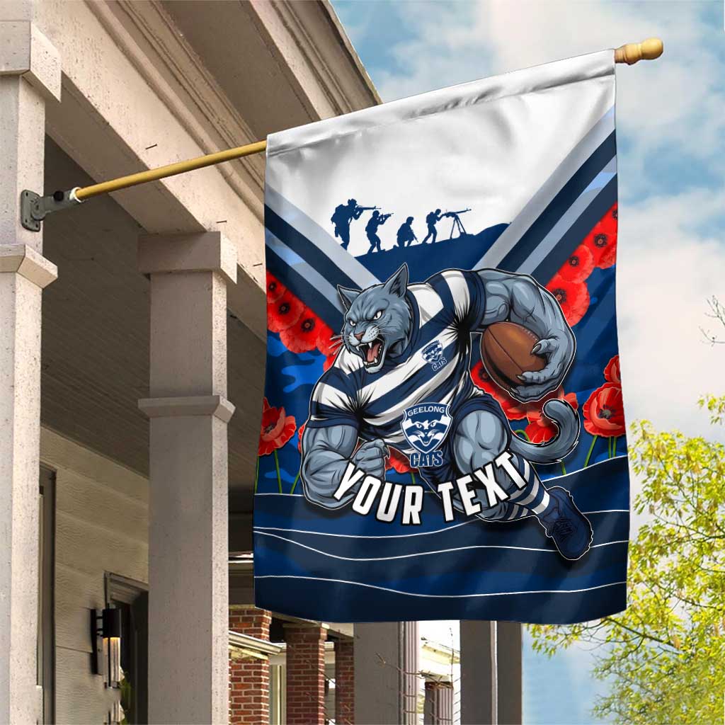 Personalised Geelong Cats ANZAC Garden Flag Military Remembrance Australian Football Mascot Camouflage