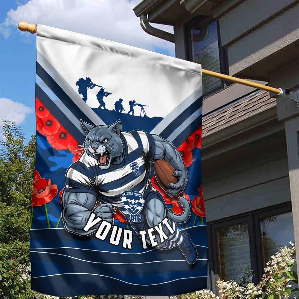 Personalised Geelong Cats ANZAC Garden Flag Military Remembrance Australian Football Mascot Camouflage