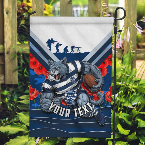 Personalised Geelong Cats ANZAC Garden Flag Military Remembrance Australian Football Mascot Camouflage