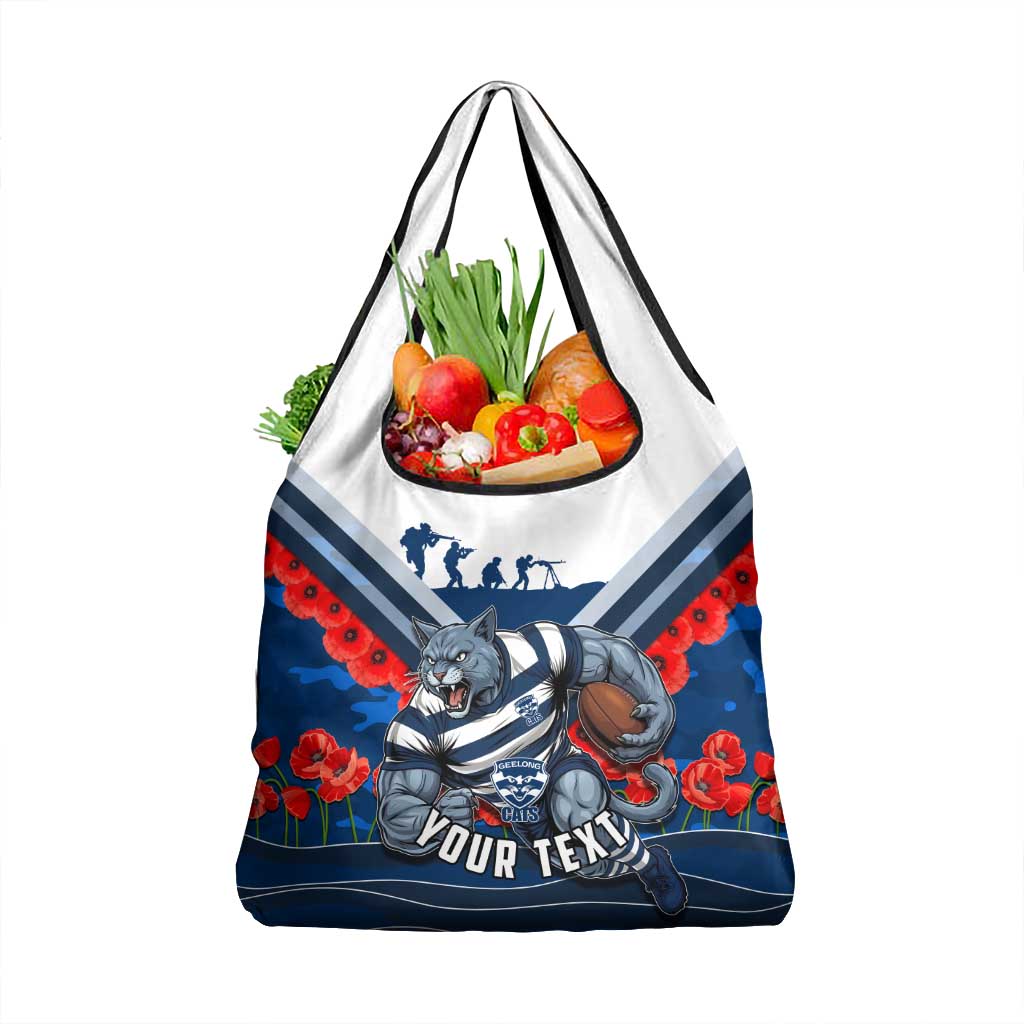 Personalised Geelong Cats ANZAC Grocery Bag Military Remembrance Australian Football Mascot Camouflage