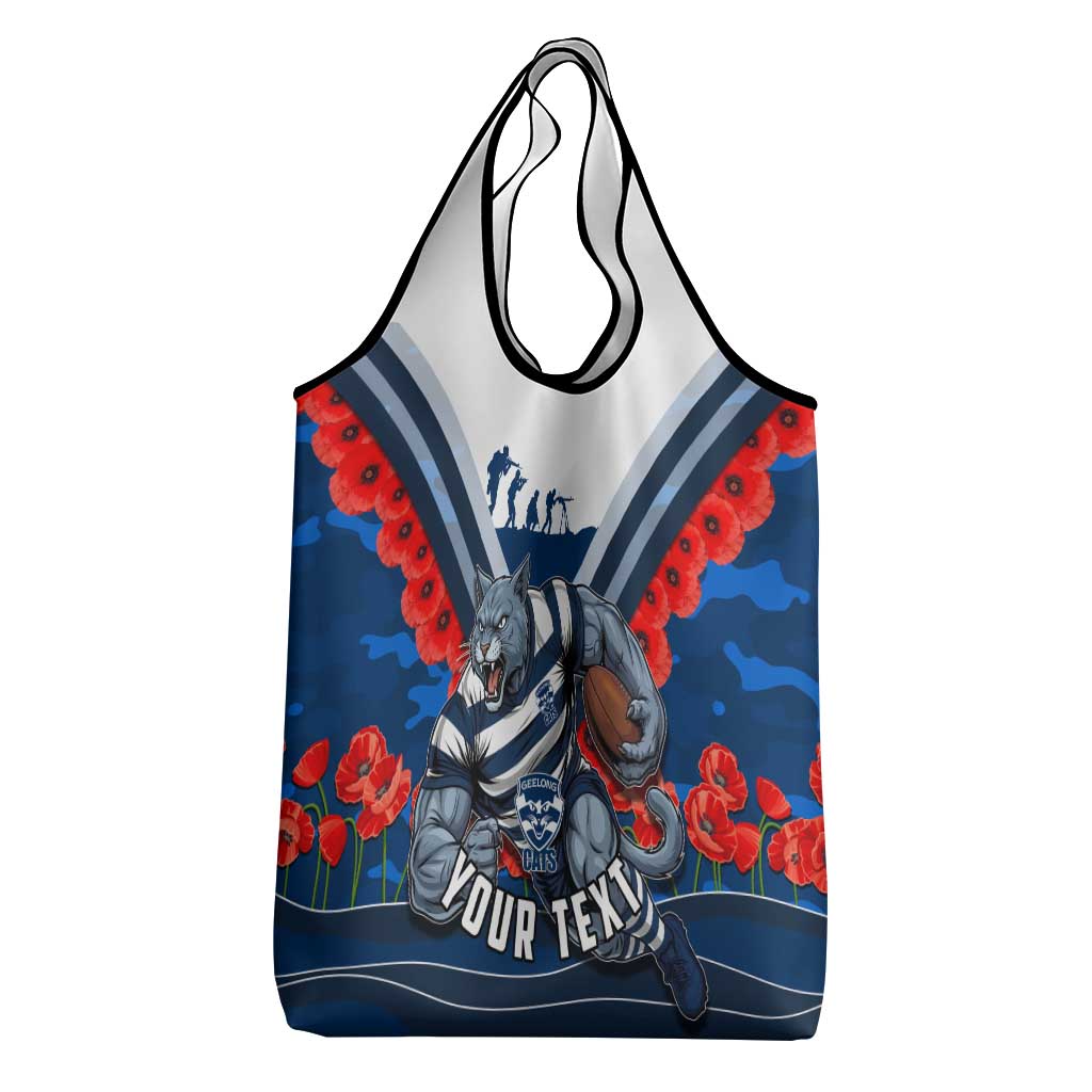 Personalised Geelong Cats ANZAC Grocery Bag Military Remembrance Australian Football Mascot Camouflage