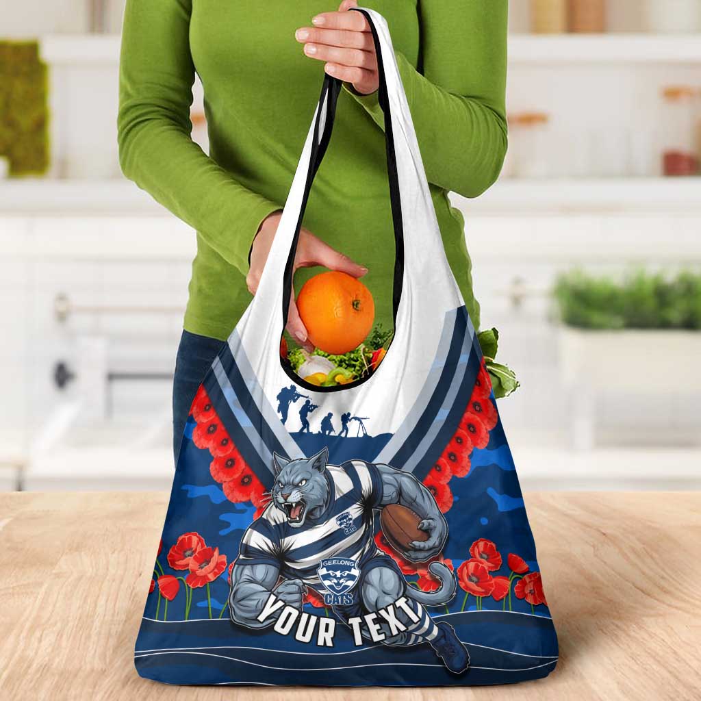 Personalised Geelong Cats ANZAC Grocery Bag Military Remembrance Australian Football Mascot Camouflage