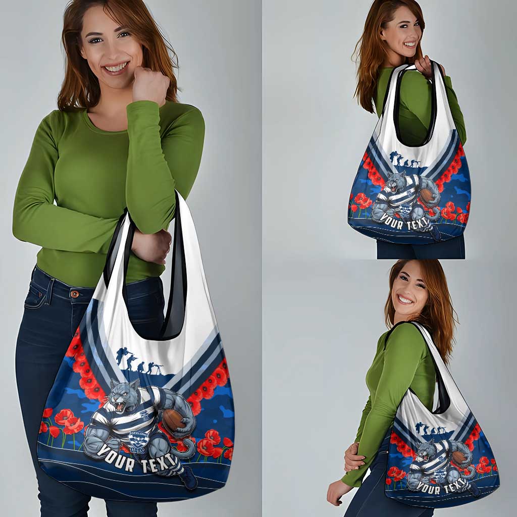 Personalised Geelong Cats ANZAC Grocery Bag Military Remembrance Australian Football Mascot Camouflage