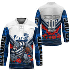 Personalised Geelong Cats ANZAC Hockey Jersey Military Remembrance Australian Football Mascot Camouflage