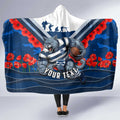 Personalised Geelong Cats ANZAC Hooded Blanket Military Remembrance Australian Football Mascot Camouflage
