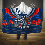 Personalised Geelong Cats ANZAC Hooded Blanket Military Remembrance Australian Football Mascot Camouflage