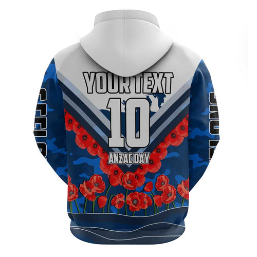 Personalised Geelong Cats ANZAC Hoodie Military Remembrance Australian Football Mascot Camouflage