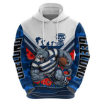 Personalised Geelong Cats ANZAC Hoodie Military Remembrance Australian Football Mascot Camouflage