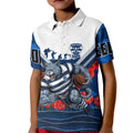 Personalised Geelong Cats ANZAC Kid Polo Shirt Military Remembrance Australian Football Mascot Camouflage