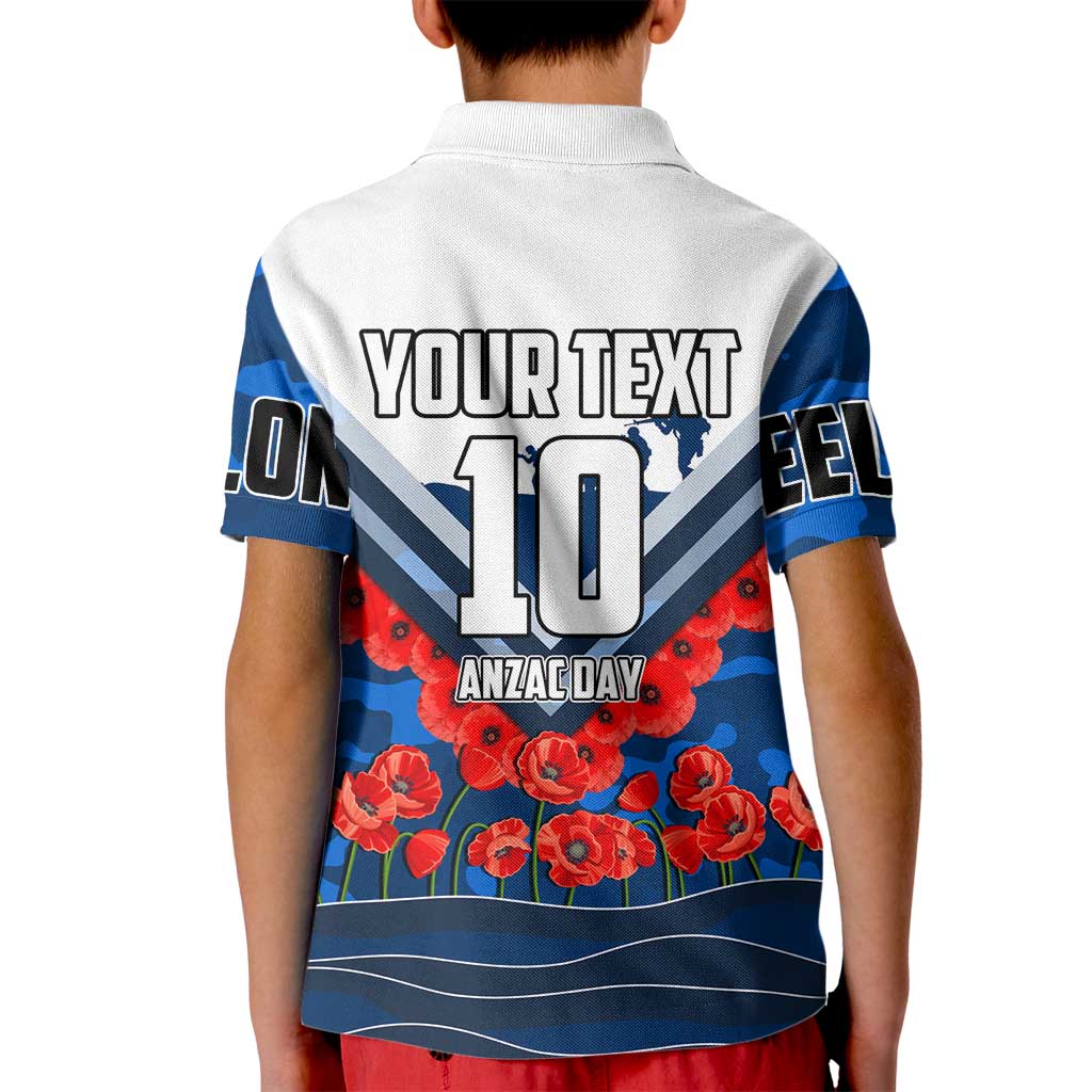 Personalised Geelong Cats ANZAC Kid Polo Shirt Military Remembrance Australian Football Mascot Camouflage
