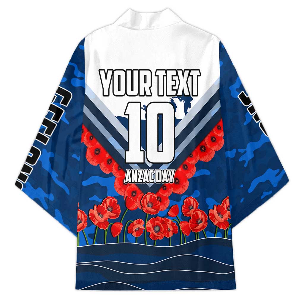 Personalised Geelong Cats ANZAC Kimono Military Remembrance Australian Football Mascot Camouflage