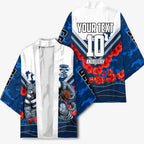 Personalised Geelong Cats ANZAC Kimono Military Remembrance Australian Football Mascot Camouflage