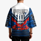 Personalised Geelong Cats ANZAC Kimono Military Remembrance Australian Football Mascot Camouflage