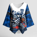 Personalised Geelong Cats ANZAC Kimono Sleeve Blouse Military Remembrance Australian Football Mascot Camouflage