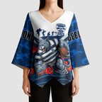 Personalised Geelong Cats ANZAC Kimono Sleeve Blouse Military Remembrance Australian Football Mascot Camouflage