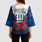 Personalised Geelong Cats ANZAC Kimono Sleeve Blouse Military Remembrance Australian Football Mascot Camouflage