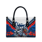 Personalised Geelong Cats ANZAC Leather Bag Military Remembrance Australian Football Mascot Camouflage