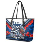 Personalised Geelong Cats ANZAC Leather Tote Bag Military Remembrance Australian Football Mascot Camouflage