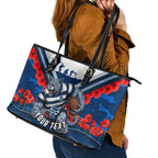 Personalised Geelong Cats ANZAC Leather Tote Bag Military Remembrance Australian Football Mascot Camouflage