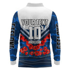 Personalised Geelong Cats ANZAC Long Sleeve Polo Shirt Military Remembrance Australian Football Mascot Camouflage
