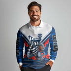 Personalised Geelong Cats ANZAC Long Sleeve Polo Shirt Military Remembrance Australian Football Mascot Camouflage