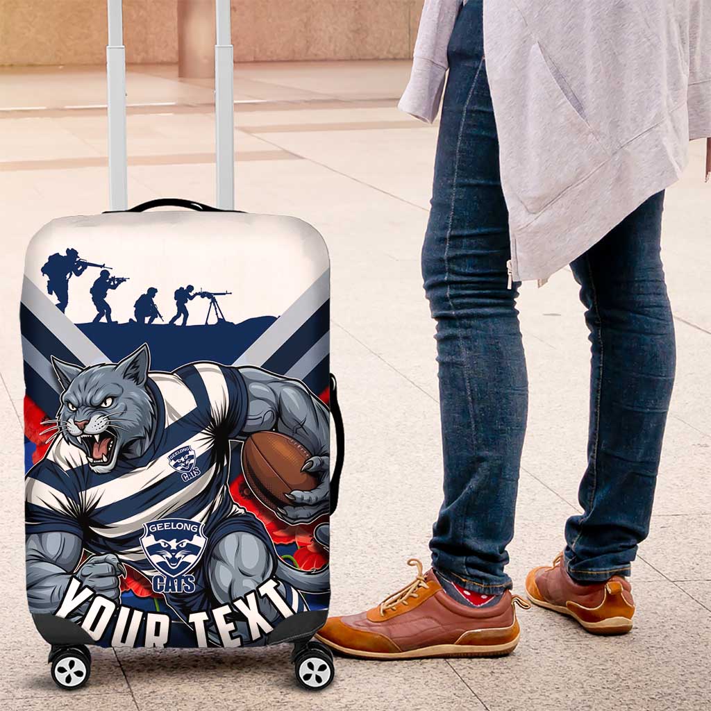 Personalised Geelong Cats ANZAC Luggage Cover Military Remembrance Australian Football Mascot Camouflage